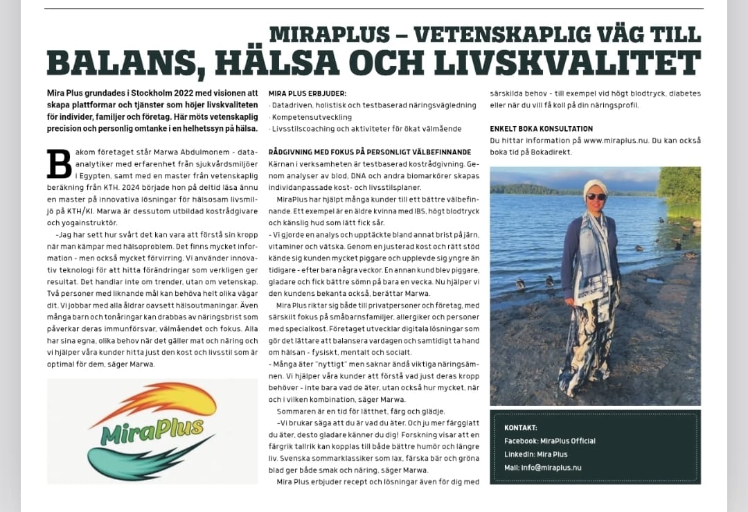Mira Plus in an Aftonbladet supplement